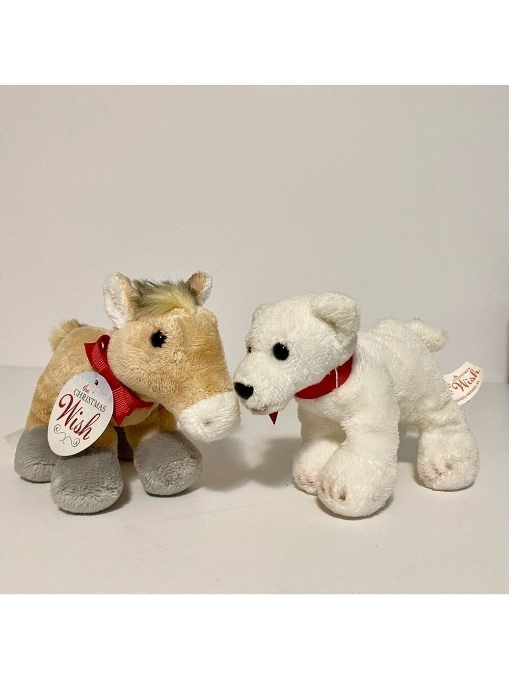 Demdaco The Christmas Wish Horse White Dog Plush Stuffed Animal Toy Bean Bag 5”